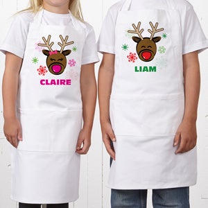 Personalized Kids Christmas Aprons   Reindeer