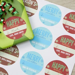 Personalized Christmas Gift Stickers - Season's Greetings