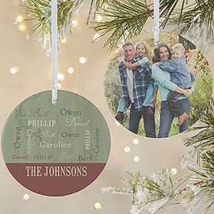 Family Names Custom Photo Christmas Ornament