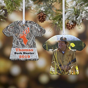 Personalized Christmas Ornaments - Deer Hunter T-Shirt - 2-Sided