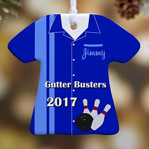 1-Sided Personalized Bowling T-Shirt Ornament