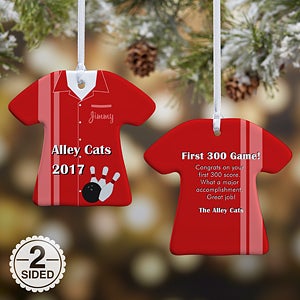 2-Sided Personalized Bowling T-Shirt Ornament