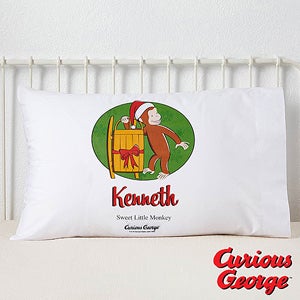 Personalized Curious George Christmas Pillowcase