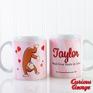 Personalized Curious George Mugs   Valentines Day Heart   Small