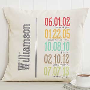 Milestone Dates Family Personalized 18 Throw Pillow