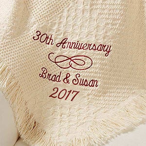 Personalized Wedding Anniversary Embroidered Afghan - 13892