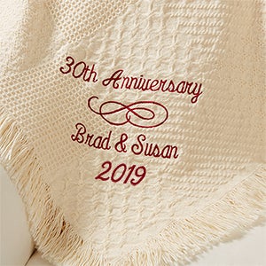 Personalized Wedding Anniversary Embroidered Afghan