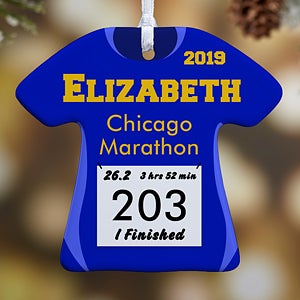 Personalized Marathon Christmas Ornaments - Race Day Running Bib - 1-Sided