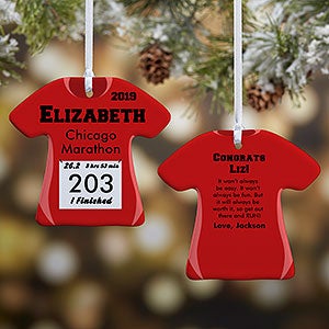 Personalized Marathon Christmas Ornaments - Race Day Running Bib - 2-Sided