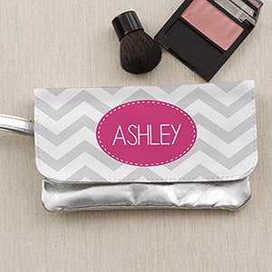 Personalized Ladies Wristlet Purse   Chevron Print