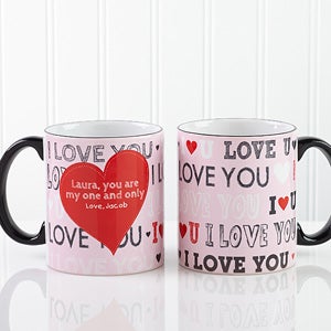 Personalized All About Love Romantic Coffee Mugs   Black Handle