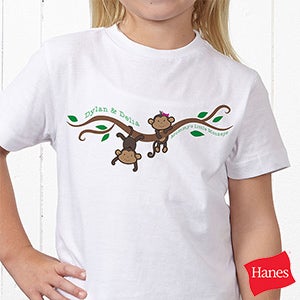 Two Little Monkeys Personalized Hanes® Youth T-Shirt