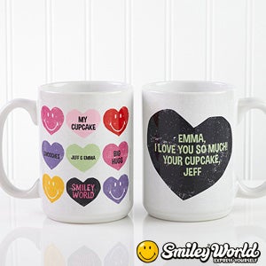 Large Personalized Smiley Face Coffee Mugs   Loving Hearts