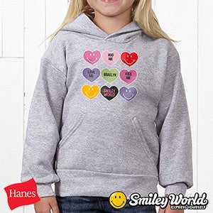 Personalized Kids Hoodie   Smiley Face Hearts