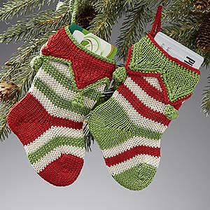 Seasonal Stripes Mini Knit Stocking Set of 2