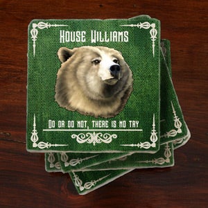 Personalized Family Animal Insignia Stone Coaster Set