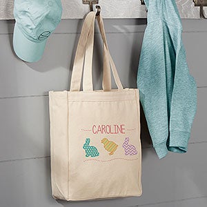 Hop Hop Easter Personalized Canvas Tote Bag - Small