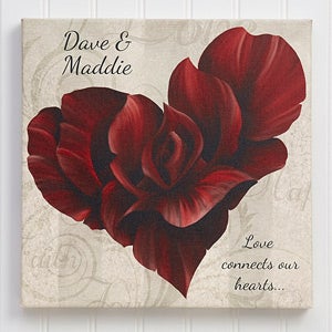 Blooming Heart Personalized Canvas Print-24 x 24