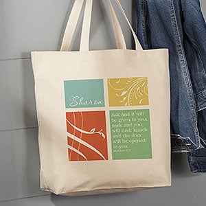 Inspirational Faith Personalized Canvas Tote Bag - Large