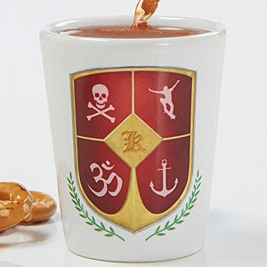Personalized Shot Glass   Initial Crest