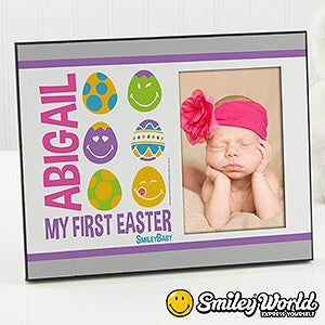 Personalized Babys First Easter Picture Frames   Smiley Face