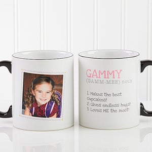 Personalized Photo Coffee Mugs   Definition Of Grandma    Black Handle