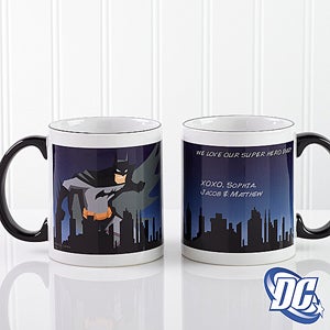 Personalized Superhero Coffee Mugs   Batman   Black Handle