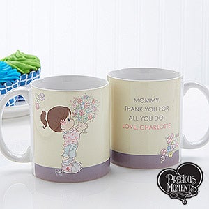 Personalized Mom Coffee Mugs   Precious Moments Flower Bouquet