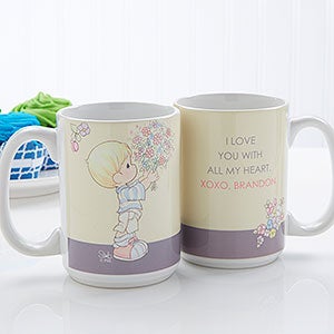 Precious Moments Personalized Coffee Mugs for Mom - Flower Bouquet - Large