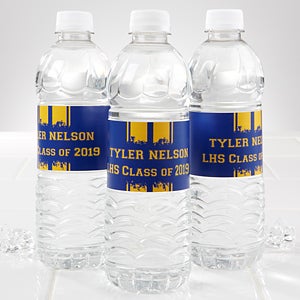 Personalized Water Bottle Labels - Graduation School Spirit - 24 labels