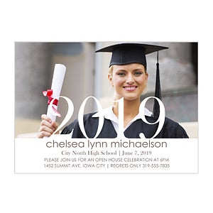 Personalized Photo Graduation Party Invitations - Proud Graduate - Horizontal - Set of 5