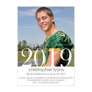 Personalized Photo Graduation Party Invitations - Proud Graduate - Vertical - Set of 5