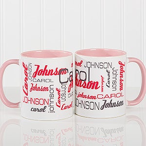 Personalized Coffee Mugs For Him - Signature Style - Pink Mug