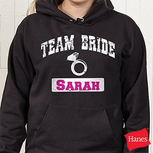 Team Bride Personalized Black Hooded Sweatshirt