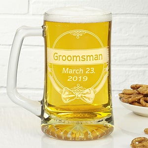 Personalized Groomsman Gift Beer Mugs - Cheers To The Groomsman