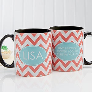 Preppy Chic Personalized Coffee Mug 11 oz.- Black