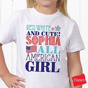 Personalized Red, White & Blue Kid T Shirt   All American Kid