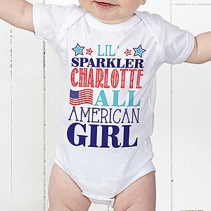 Personalized Baby Bodysuit   Red, White & Blue All American Kid