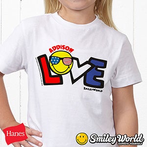 Personalized 4th Of July Kids T Shirts   Red, White & Blue Smiley Face