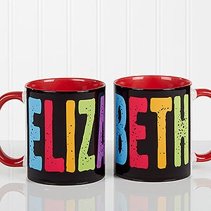 Custom Personalized Name Coffee Mug - Red Handle - All Mine