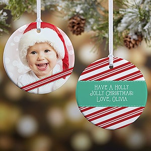 2-Sided Candy Cane Personalized Photo Ornament