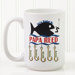 Large Personalized Fishing Coffee Mugs - Hooked On You