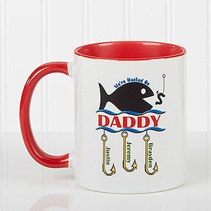 Personalized Red Coffee Mugs for Fishermen - Hooked On You