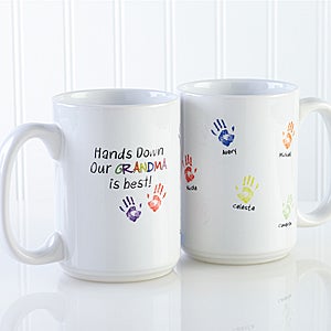 Hands Down Personalized Coffee Mug 15 oz.- White