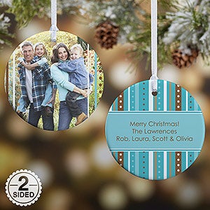 2-Sided Stripe Personalized Photo Ornament