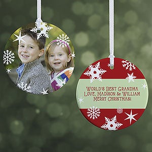 Personalized Photo Christmas Ornament - Snowflakes - 2-Sided