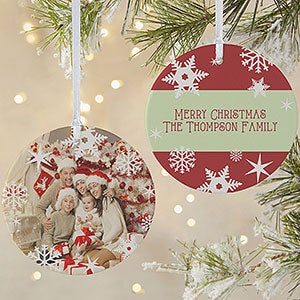 Snowflakes Personalized Photo Christmas Ornament