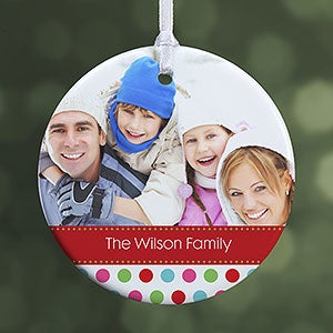 Personalized Photo Christmas Ornament - Baby - Polka Dot - 1-Sided