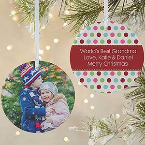 Polka Dot Christmas Photo Ornament