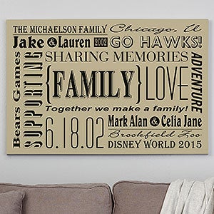 Our Family 28x42 Personalized Family Canvas Print